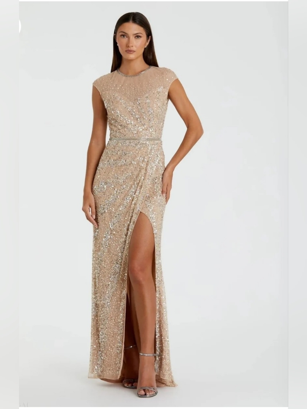 Embellished Illusion High Neck Cap Sleeve Gown
Mac Duggal.